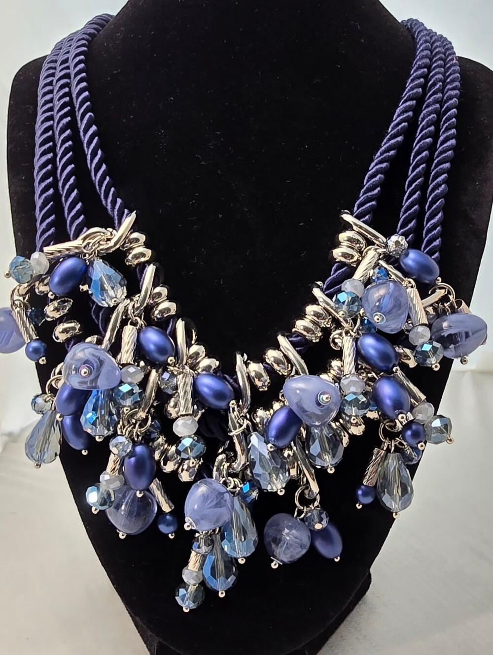 Chico's - Statement Blue Crystal Cluster Necklace